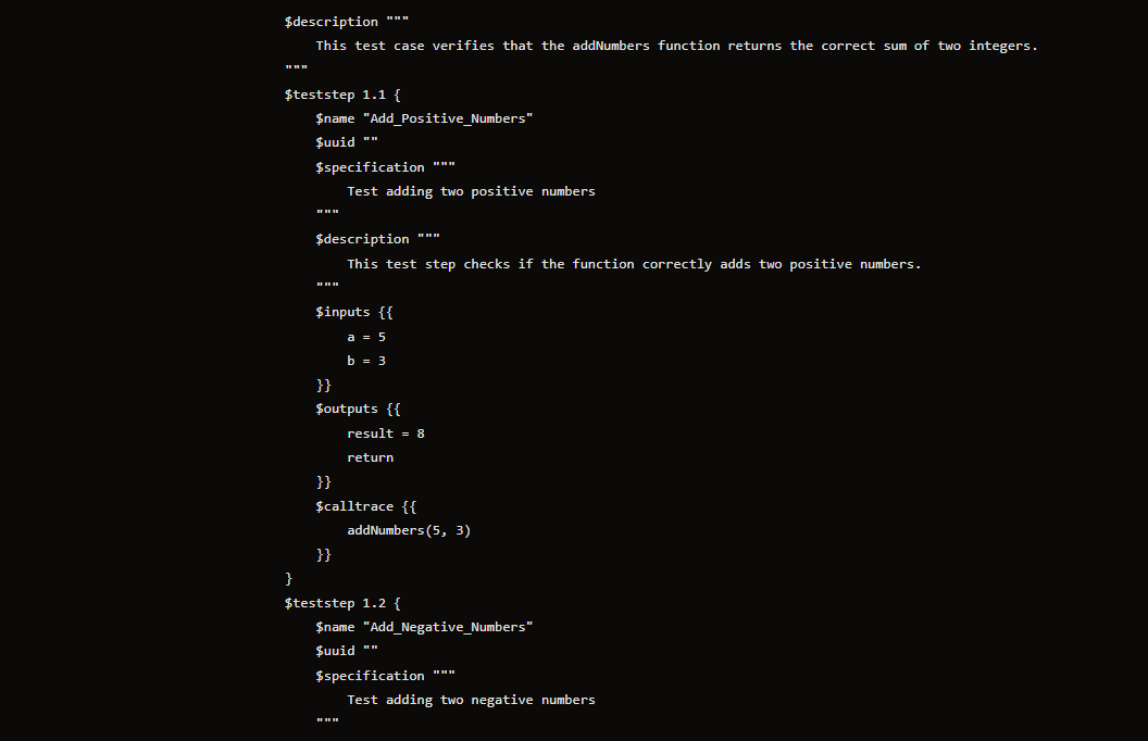 Tessy test data generated